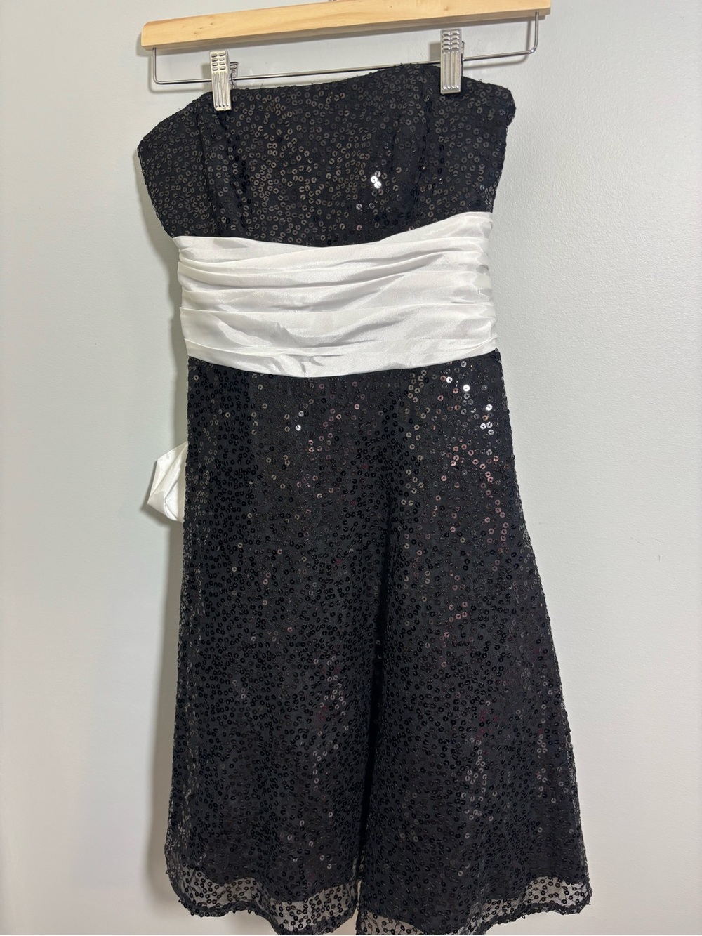 Betsey Johnson Vintage Party Dress Whimsy Black Sequin Tulle Strapless Y2K Glam